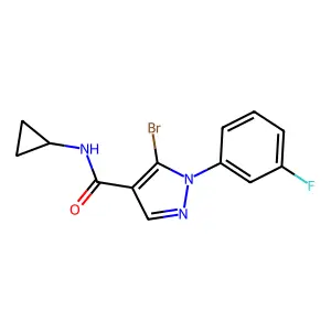 5-bromo-N-cyclopropyl-1-(3-fluorophenyl)pyrazole-4-carboxamide structure