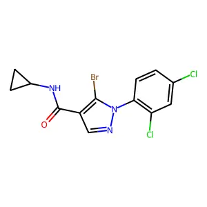 5-bromo-N-cyclopropyl-1-(2,4-dichlorophenyl)pyrazole-4-carboxamide structure