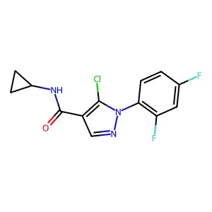 5-chloro-N-cyclopropyl-1-(2,4-difluorophenyl)pyrazole-4-carboxamide structure
