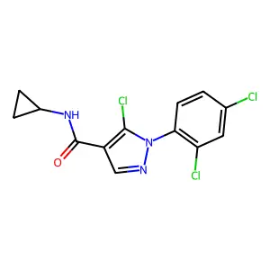 5-chloro-N-cyclopropyl-1-(2,4-dichlorophenyl)pyrazole-4-carboxamide structure