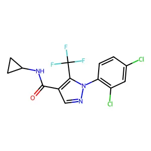 N-cyclopropyl-1-(2,4-dichlorophenyl)-5-(trifluoromethyl)pyrazole-4-carboxamide structure
