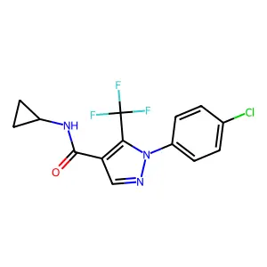 1-(4-chlorophenyl)-N-cyclopropyl-5-(trifluoromethyl)pyrazole-4-carboxamide structure