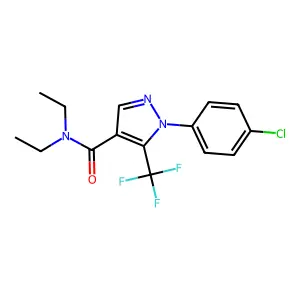 1-(4-chlorophenyl)-N,N-diethyl-5-(trifluoromethyl)pyrazole-4-carboxamide structure