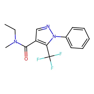 N-ethyl-N-methyl-1-phenyl-5-(trifluoromethyl)pyrazole-4-carboxamide structure
