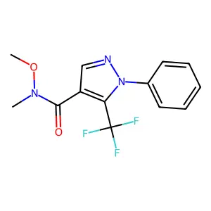 N-methoxy-N-methyl-1-phenyl-5-(trifluoromethyl)pyrazole-4-carboxamide structure