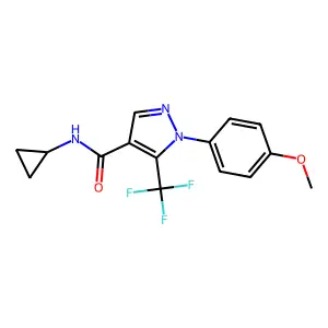N-cyclopropyl-1-(4-methoxyphenyl)-5-(trifluoromethyl)pyrazole-4-carboxamide structure