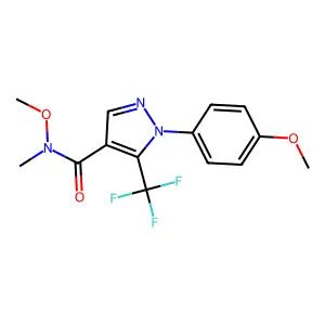 N-methoxy-1-(4-methoxyphenyl)-N-methyl-5-(trifluoromethyl)pyrazole-4-carboxamide structure