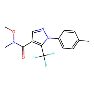 N-methoxy-N-methyl-1-(4-methylphenyl)-5-(trifluoromethyl)pyrazole-4-carboxamide structure