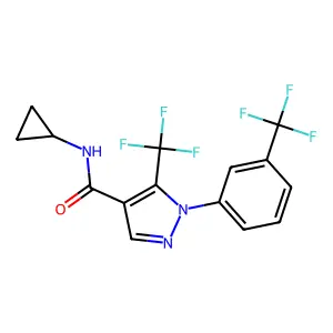 N-cyclopropyl-5-(trifluoromethyl)-1-[3-(trifluoromethyl)phenyl]pyrazole-4-carboxamide structure
