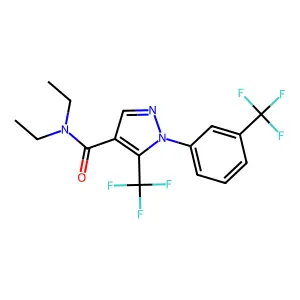 1H-Pyrazole-4-carboxamide, N,N-diethyl-5-(trifluoromethyl)-1-(3-(trifluoromethyl)phenyl)- structure