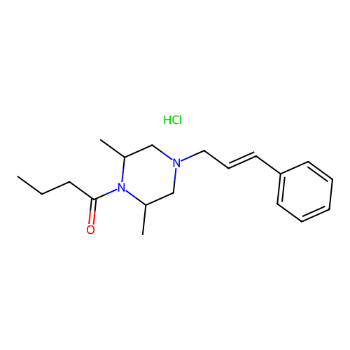 1-[2,6-Dimethyl-4-(3-phenylprop-2-enyl)piperazin-1-yl]butan-1-one;hydrochloride structure