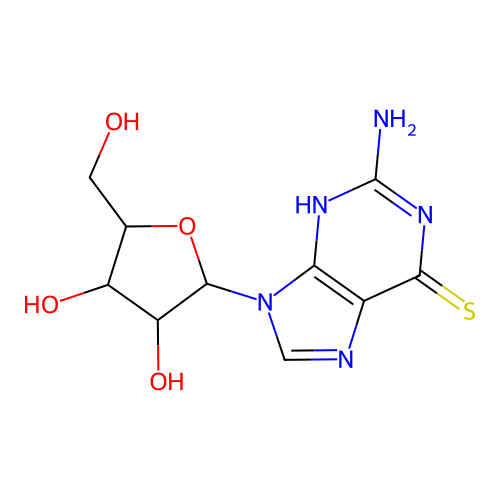 2-Amino-6-mercaptopurine riboside structure