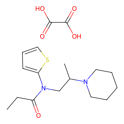 Propionamide, N-(2-piperidinopropyl)-N-(2-thienyl)-, oxalate structure