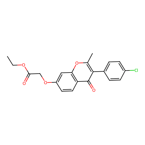 Ethyl 2-[3-(4-chlorophenyl)-2-methyl-4-oxochromen-7-yl]oxyacetate structure