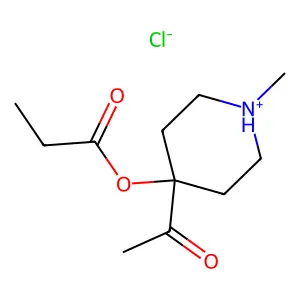 Ethanone, 1-(1-methyl-4-(1-oxopropoxy)-4-piperidinyl)-, hydrochloride structure
