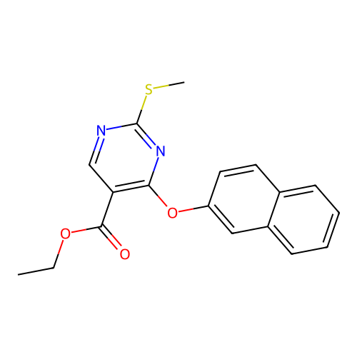 Ethyl 2-(methylsulfanyl)-4-(2-naphthyloxy)-5-pyrimidinecarboxylate structure