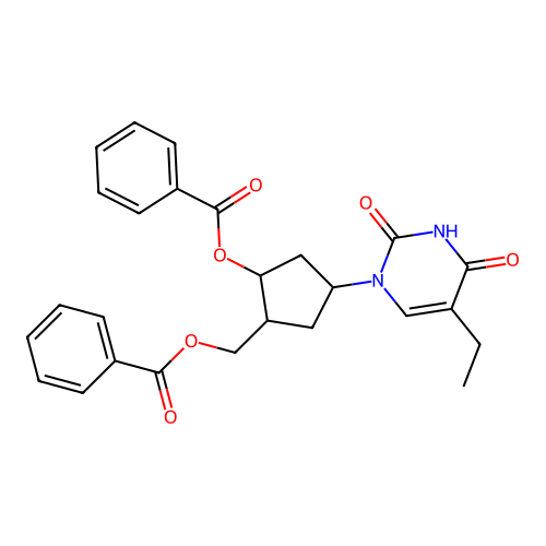 2,4(1H,3H)-Pyrimidinedione, 1-(3-(benzoyloxy)-4-((benzoyloxy)methyl)cyclopentyl)-5-ethyl- structure