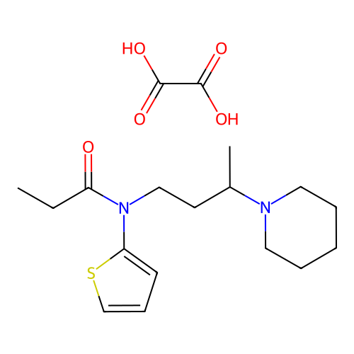 Propionamide, N-(3-piperidinobutyl)-N-(2-thienyl)-, oxalate structure