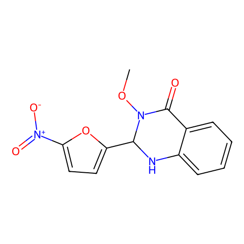 2,3-Dihydro-3-methoxy-2-(5-nitro-2-furanyl)-4(1H)-quinazolinone structure
