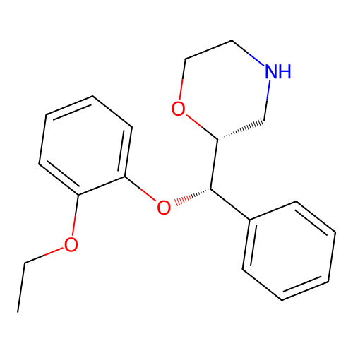 (2R)-2-[(S)-(2-ethoxyphenoxy)-phenylmethyl]morpholine structure