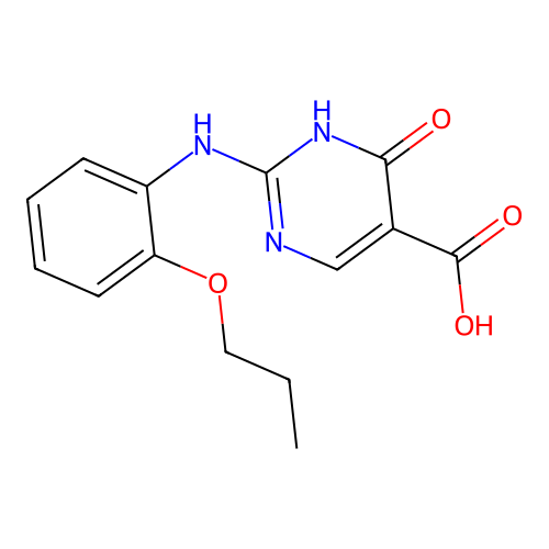 5-Pyrimidinecarboxylic acid, 1,4-dihydro-4-oxo-2-((2-propoxy)phenyl)amino)- structure