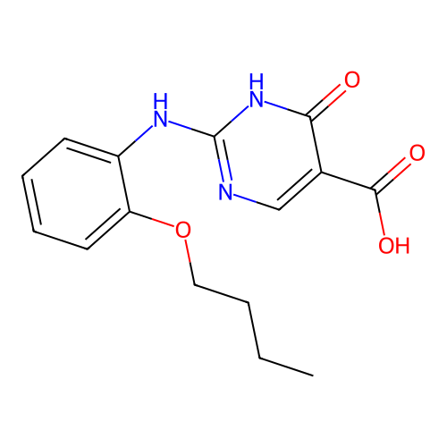 5-Pyrimidinecarboxylic acid, 1,4-dihydro-2-((2-butoxyphenyl)amino)-4-oxo- structure