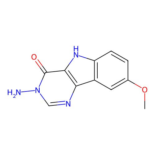 3-amino-8-methoxy-3,5-dihydro-4H-pyrimido[5,4-b]indol-4-one structure