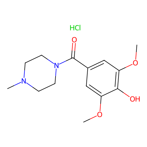 Piperazine, 1-(3,5-dimethoxy-4-hydroxybenzoyl)-4-methyl-, monohydrochloride structure