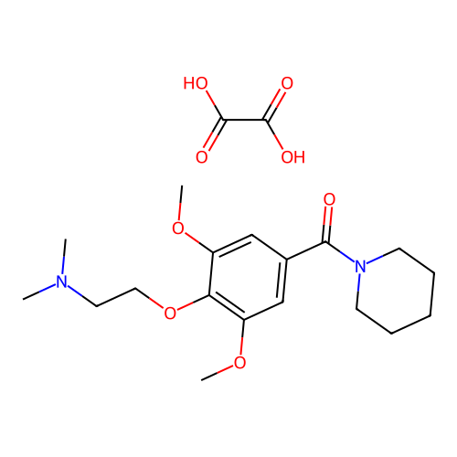 Piperidine, 1-(3,5-dimethoxy-4-(2-(dimethylamino)ethoxy)benzoyl)-, ethanedioate (1:1) structure