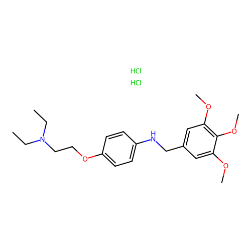 Benzenemethanamine, N-(4-(2-(diethylamino)ethoxy)phenyl)-3,4,5-trimethoxy-, dihydrochloride structure