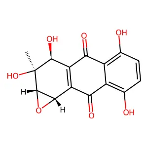 (1aS,2S,3S,9bS)-2,3,4,9-tetrahydroxy-2-methyl-3,9b-dihydro-1aH-anthra[1,2-b]oxirene-5,8-dione structure