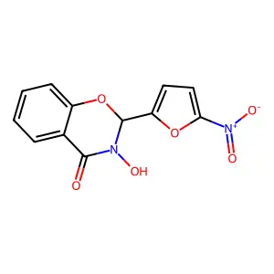 2,3-Dihydro-3-hydroxy-2-(5-nitro-2-furanyl)-4H-1,3-benzoxazin-4-one structure