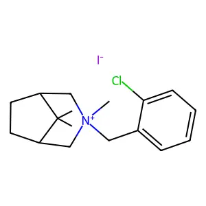 3-Azoniabicyclo(3.2.1)octane, 3-(o-chlorobenzyl)-3,3,8,8-tetramethyl-, iodide structure