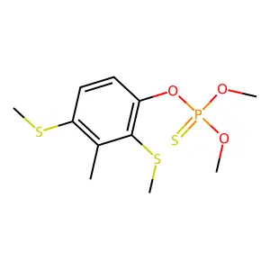 Phosphorothioic acid, O,O-dimethyl O-(3-methyl-2,4-bis(methylthio)phenyl) ester structure