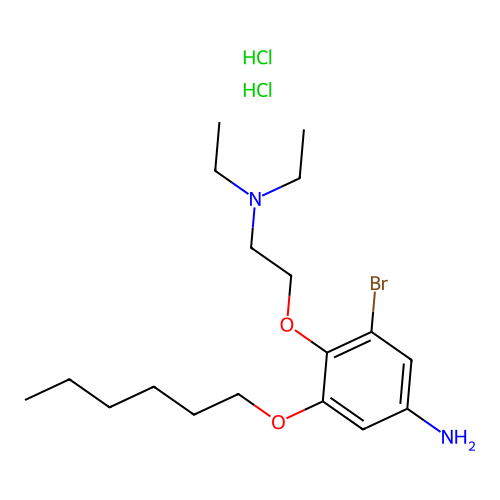 p-Phenetidine, 3-bromo-beta-(diethylamino)-5-hexyloxy-, dihydrochloride structure