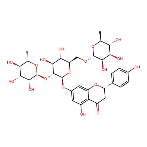 Naringenin 7-O-(2'',6''-di-O-alpha-rhamnopyranosyl)-beta-glucopyranoside structure