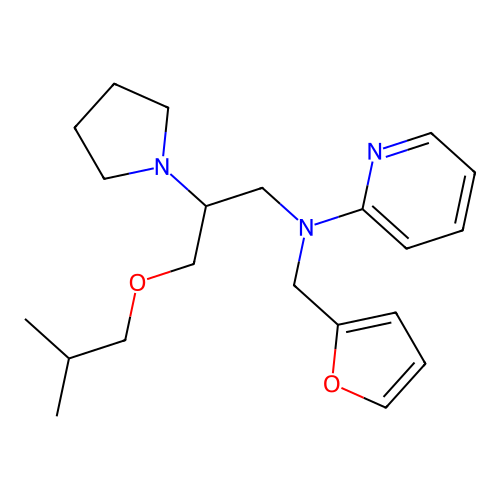 3-Isobutoxy-2-pyrrolidino-N-(2-pyridyl)-N-furfurylpropylamine structure