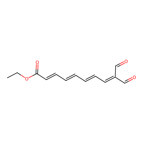 Ethyl (2E,4E,6E)-9-formyl-10-oxo-2,4,6,8-decatetraenoate structure