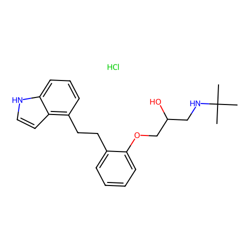 1-(1,1-(Dimethylethyl)amino)-3-(2-(2-(1H-indol-4-yl)ethyl)phenoxy)-2-propanol hydrochloride structure