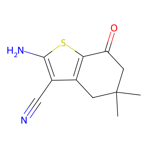 2-Amino-4,5,6,7-tetrahydro-5,5-dimethyl-7-oxobenzo[b]thiophene-3-carbonitrile structure