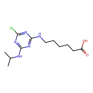 Hexanoic acid, 6-((4-chlro-6-((1-methylethyl)amino)-1,3,5-triazin-2-yl)amino)- structure