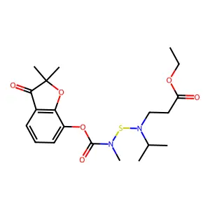 beta-Alanine, N-(((((2,3-dihydro-2,2-dimethyl-3-oxo-7-benzofuranyl)oxy)carbonyl)methylamino)thio)-N-(1-methylethyl)-, ethyl ester structure