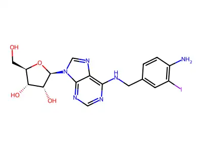 3-Iodo-N(6)-4-aminobenzyladenosine structure