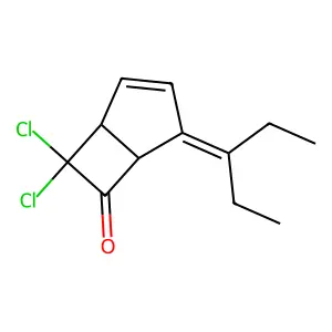 Bicyclo(3.2.0)hept-2-en-6-one, 7,7-dichloro-4-(1-ethylpropylidene)- structure