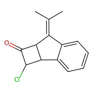 1H-Cyclobut(a)inden-1-one, 2-chloro-2,2a,7,7a-tetrahydro-7-(1-methylethylidene)-, (2R-(2alpha,2abeta,7abeta))- structure