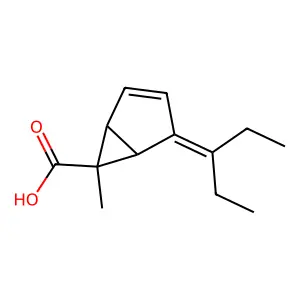 Bicyclo(3.1.0)hex-2-ene-6-carboxylic acid, 4-(1-ethylpropylidene)-6-methyl-, (1alpha,5alpha,6alpha)- structure