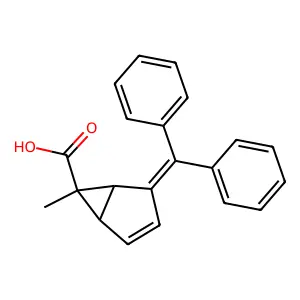 Bicyclo(3.1.0)hex-2-ene-6-carboxylic acid, 4-(diphenylmethylene)-6-methyl-, (1alpha,5alpha,6alpha)- structure