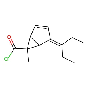 (1R,5R,6S)-6-Methyl-2-pentan-3-ylidenebicyclo(3.1.0)hex-3-ene-6-carbonyl chloride structure