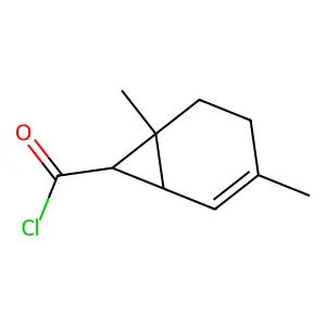 (1S,6S,7S)-1,4-Dimethylbicyclo(4.1.0)hept-4-ene-7-carbonyl chloride structure