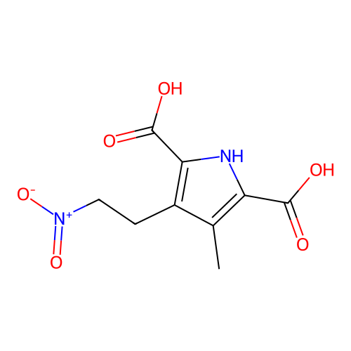3-methyl-4-(2-nitroethyl)-1H-pyrrole-2,5-dicarboxylic Acid structure